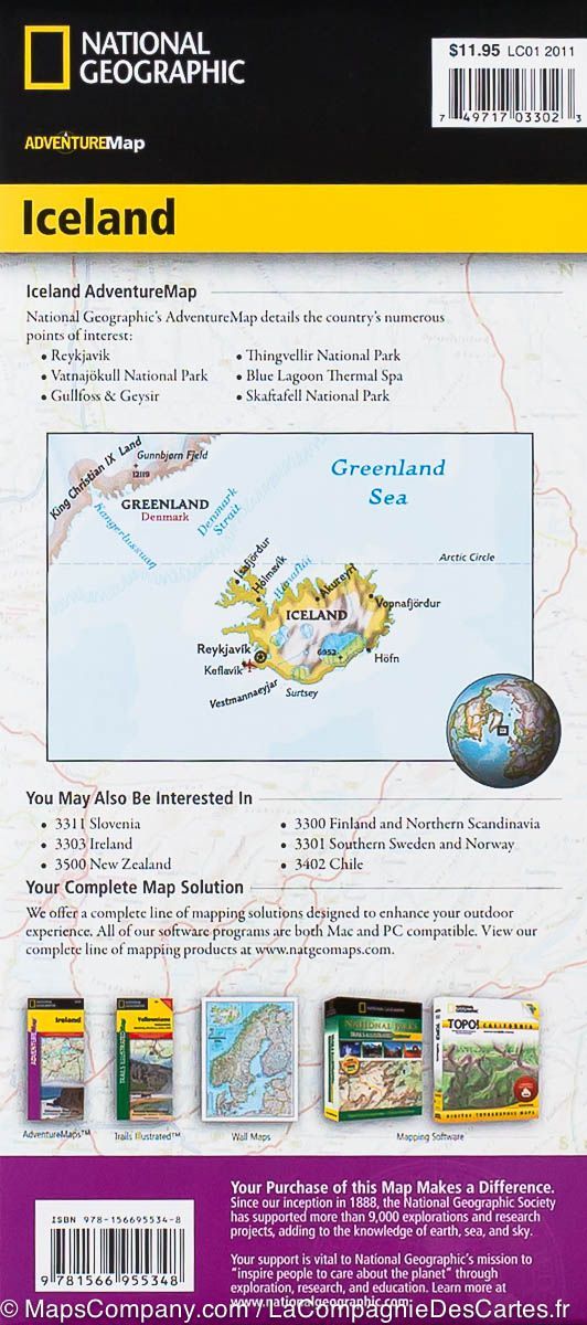 Carte routière - Islande | National Geographic carte routière National Geographic