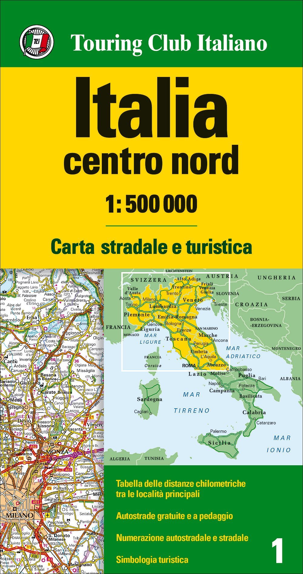 Carte routière - Italie Centre & Nord | Touring Club Italiano-1/500 000 carte routière Touring Club Italiano Default Title