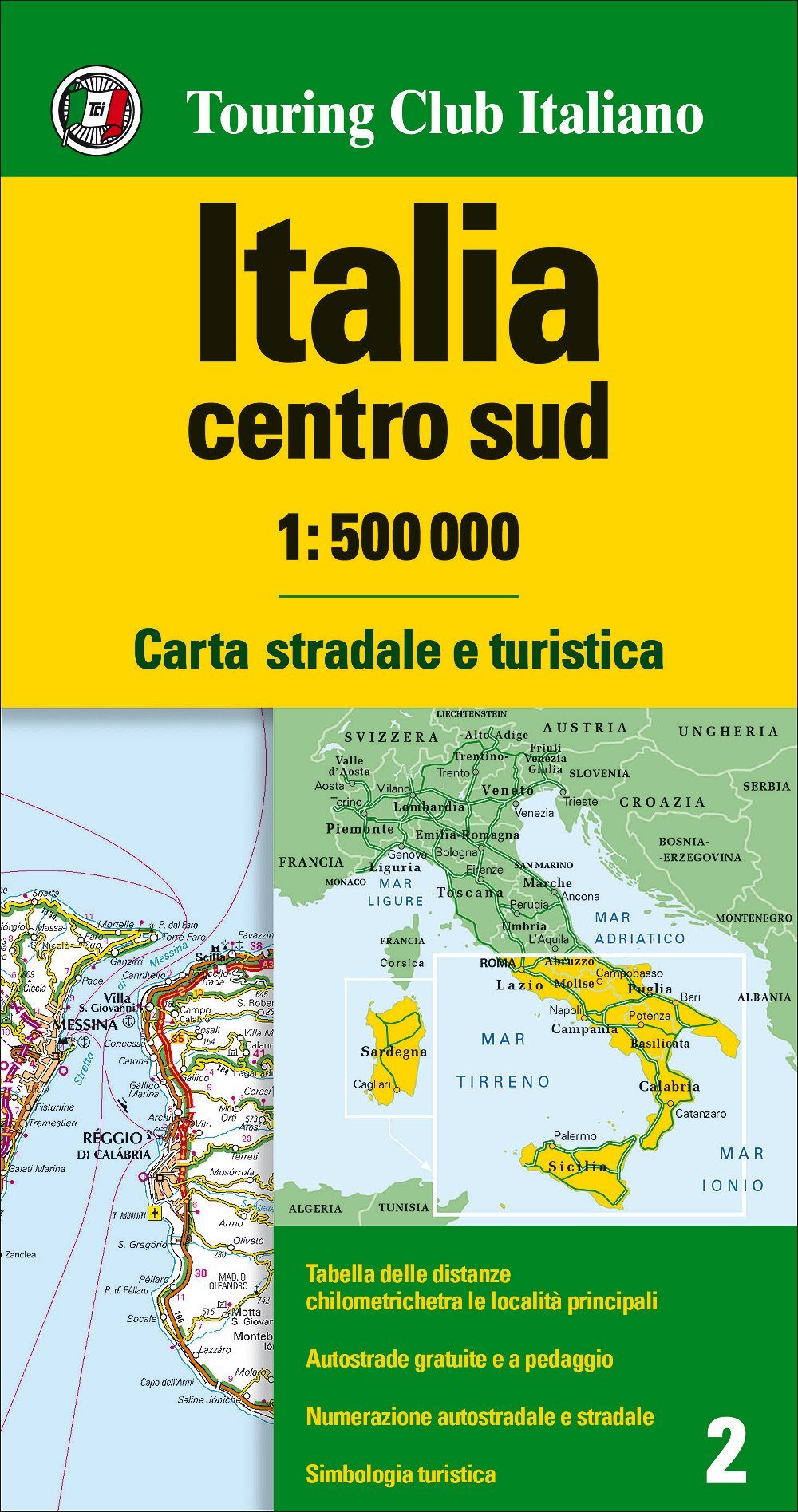 Carte routière - Italie Centre & Sud | Touring Club Italiano-1/500 000 carte routière Touring Club Italiano Default Title