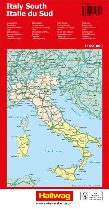 Carte routière - Italie du Sud | Hallwag carte routière Hallwag