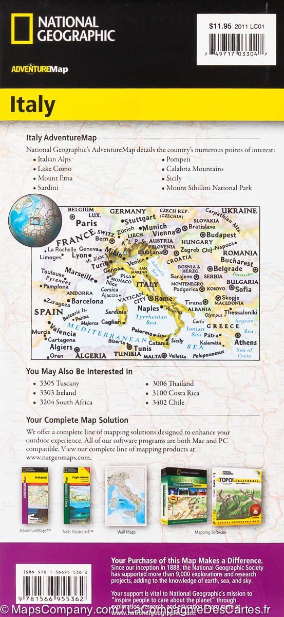 Carte routière - Italie | National Geographic carte routière National Geographic