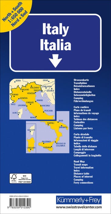 Carte routière - Italie Nord+Sud | Kümmerly & Frey carte routière Kümmerly & Frey