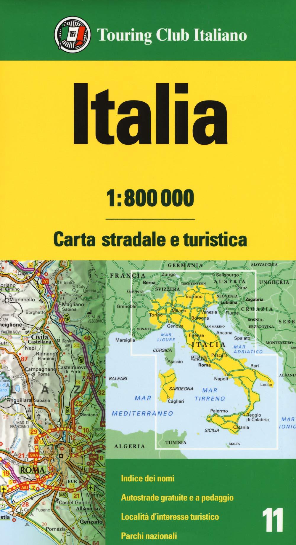 Carte routière - Italie | Touring Club Italiano-1/800 000 carte routière Touring Club Italiano