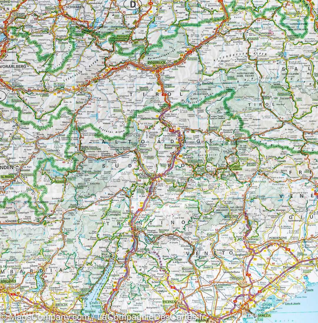 Carte routière de l'Italie (1/800 000) | Touring Club Italiano - La Compagnie des Cartes