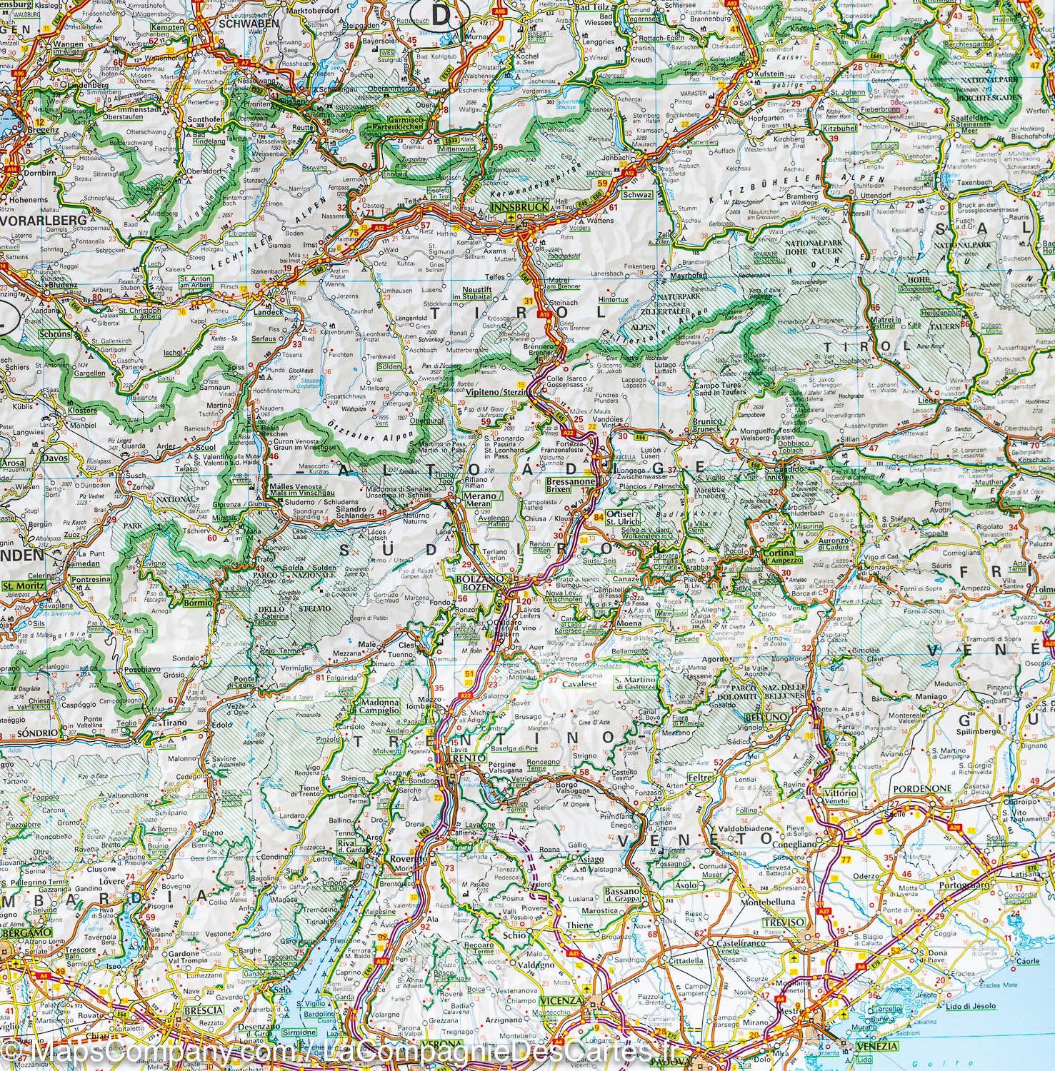 Carte routière - Italie | Touring Club Italiano-1/800 000 carte routière Touring Club Italiano