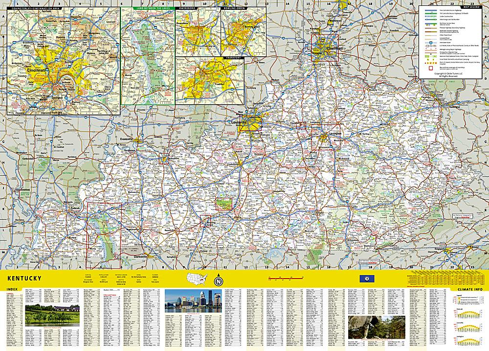 Carte routière - Kentucky | National Geographic carte routière National Geographic