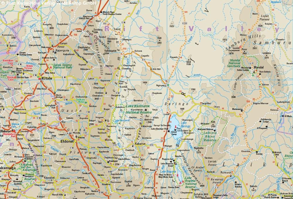 Carte routière du Kenya | Reise Know How - La Compagnie des Cartes