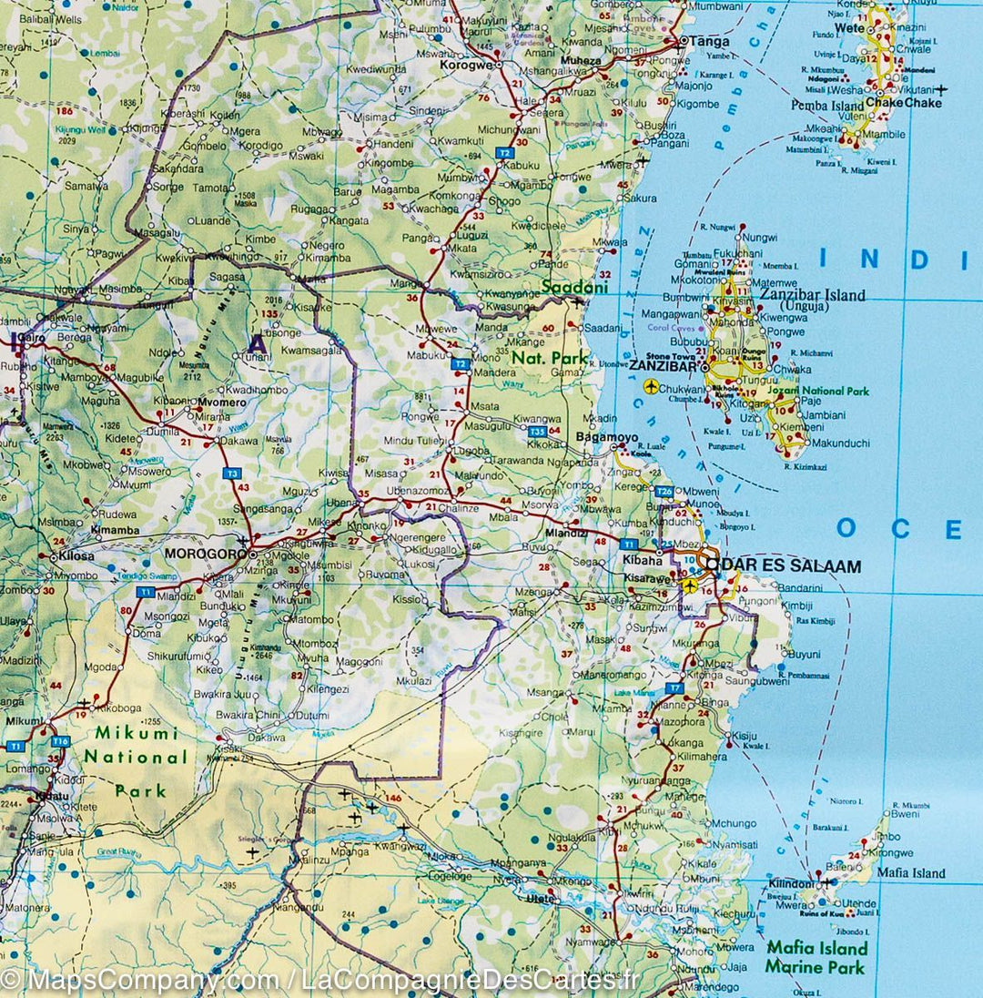 Carte routière du Kenya, Tanzanie &#038; Ouganda | Freytag &#038; Berndt - La Compagnie des Cartes