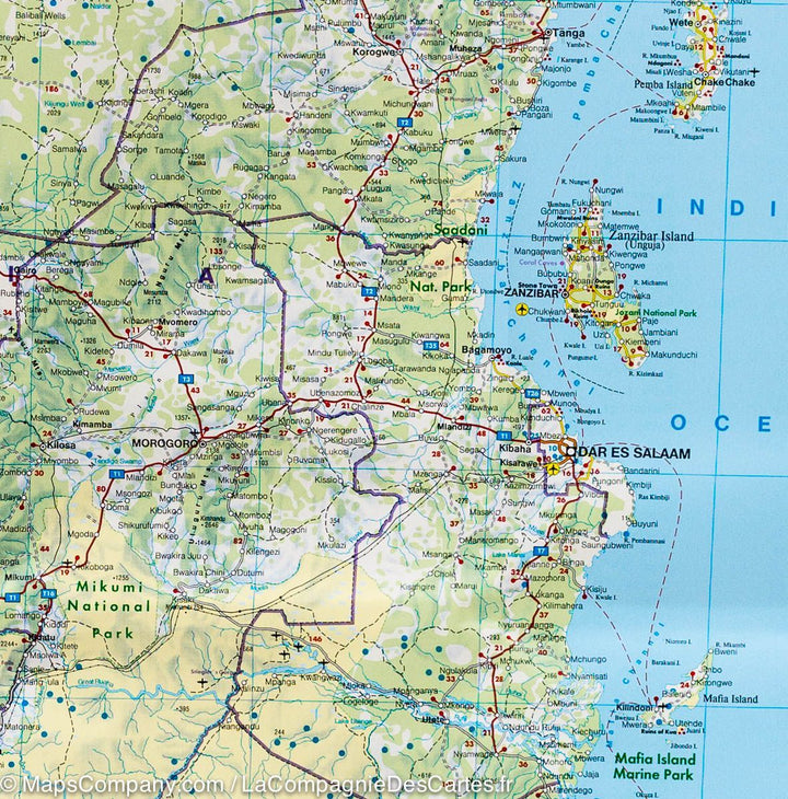 Carte routière du Kenya, Tanzanie &#038; Ouganda | Freytag &#038; Berndt - La Compagnie des Cartes