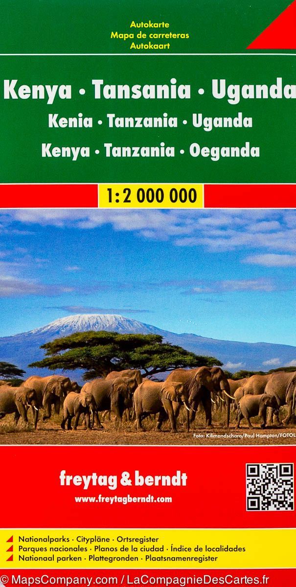 Carte routière du Kenya, Tanzanie &#038; Ouganda | Freytag &#038; Berndt - La Compagnie des Cartes