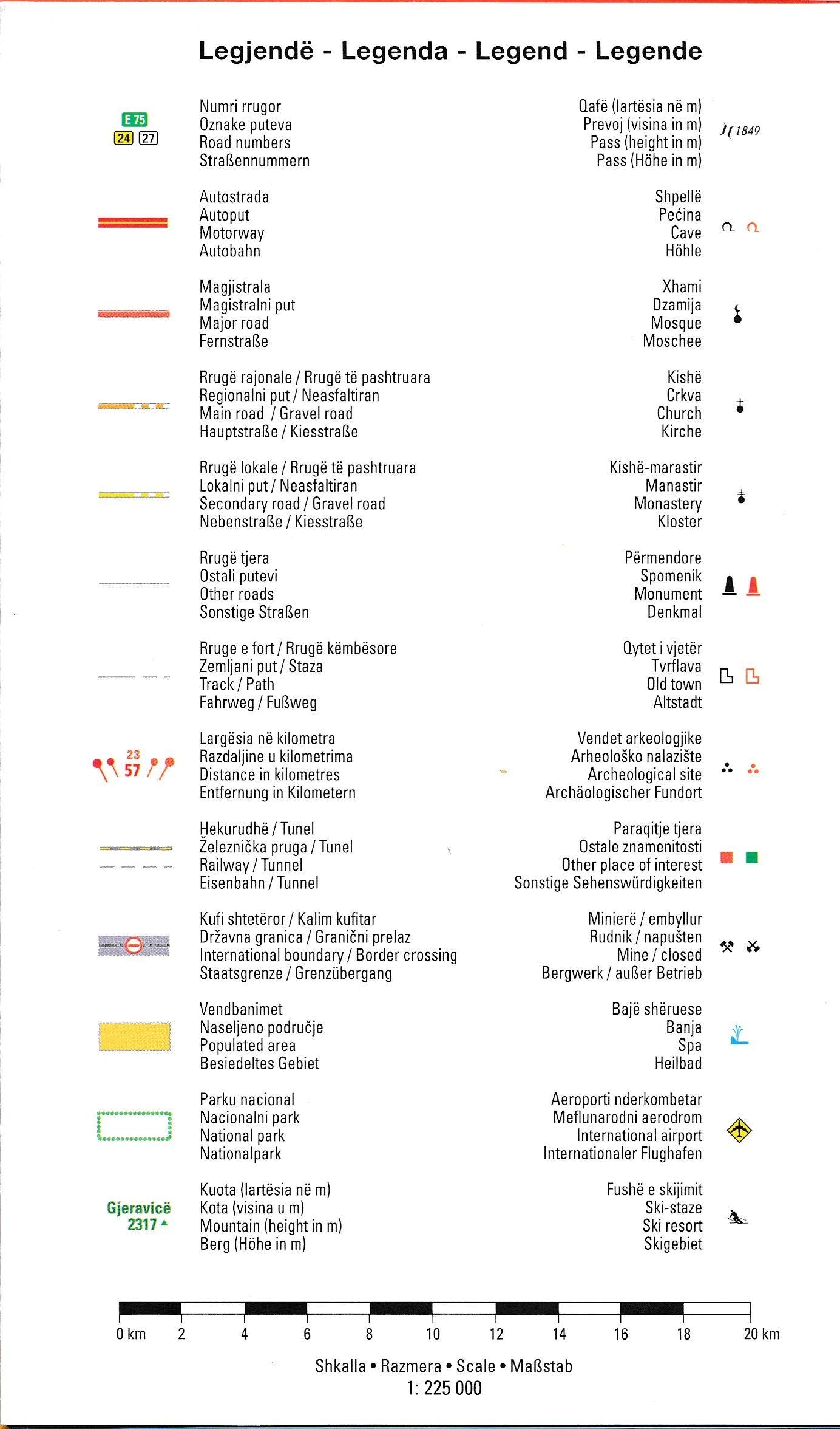 Carte routière - Kosovo | Huber carte routière Huber