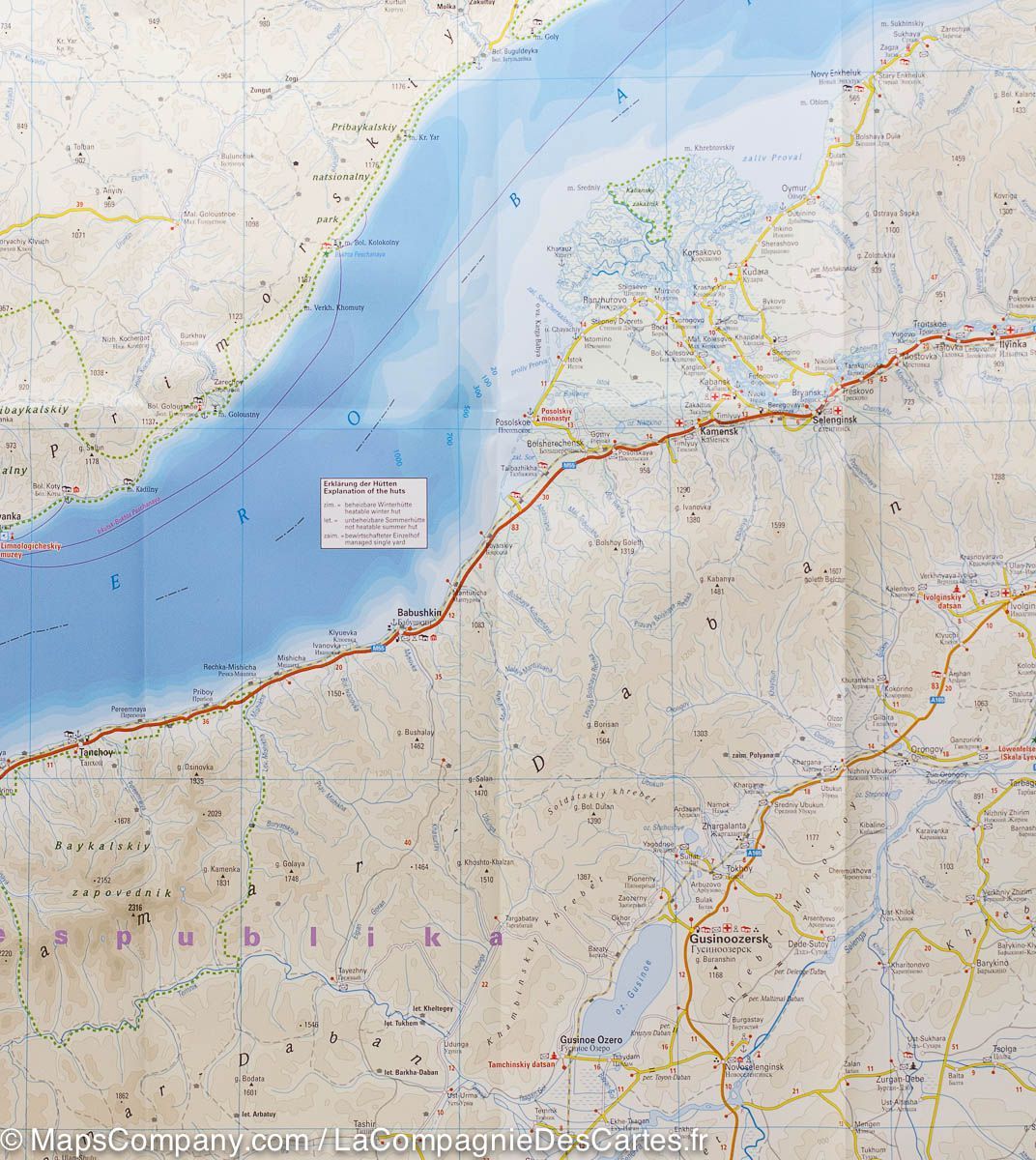 Carte routière du Lac Baïkal | Reise Know How - La Compagnie des Cartes