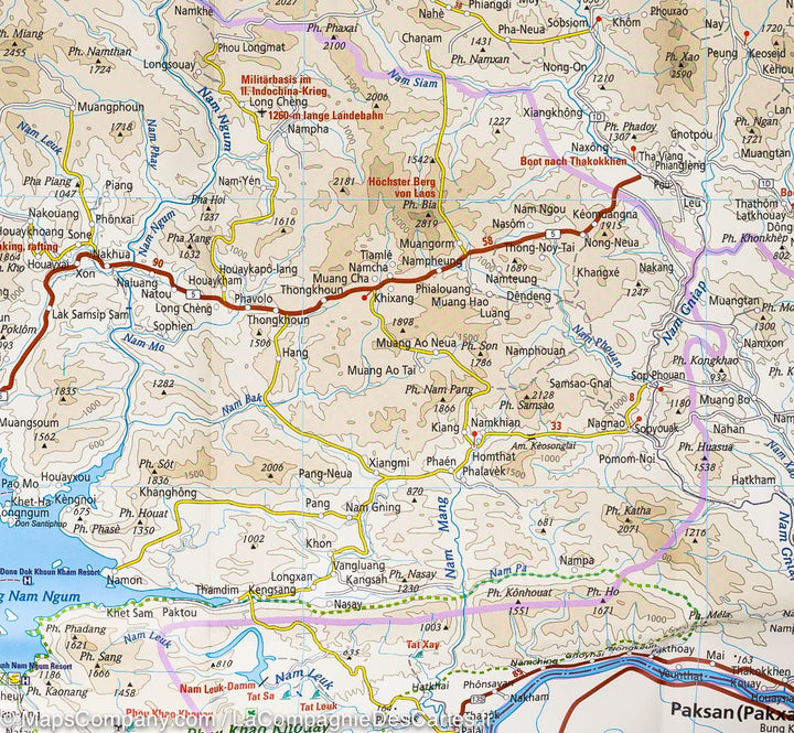 Carte routière du Laos | Reise Know How - La Compagnie des Cartes