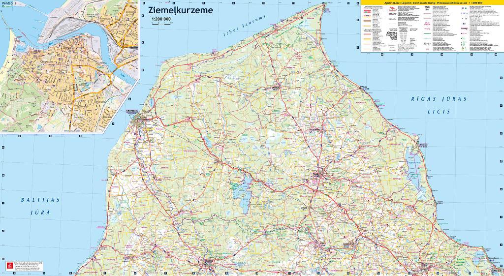 Carte routière - Lettonie Nord-Ouest - Ziemelkurzeme | Jana Seta carte routière Jana Seta