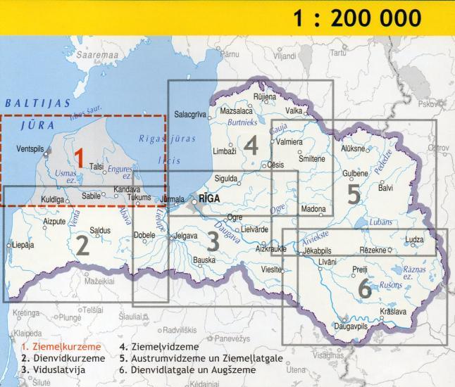Carte routière - Lettonie Nord-Ouest - Ziemelkurzeme | Jana Seta carte routière Jana Seta