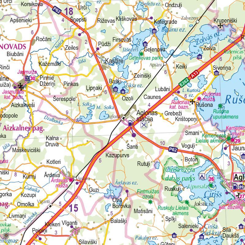 Carte routière - Lettonie Sud-Est - Dienvidlatgale, Augszeme | Jana Seta carte routière Jana Seta