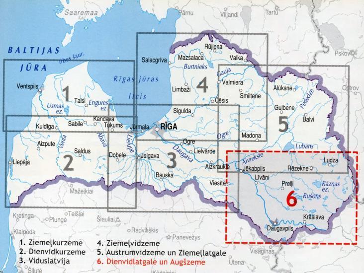 Carte routière - Lettonie Sud-Est - Dienvidlatgale, Augszeme | Jana Seta carte routière Jana Seta