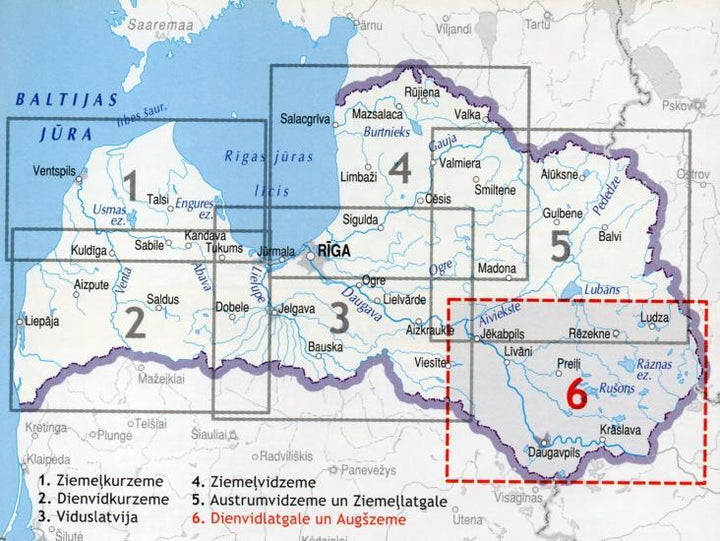 Carte routière - Lettonie Sud-Est - Dienvidlatgale, Augszeme | Jana Seta carte pliée Jana Seta 