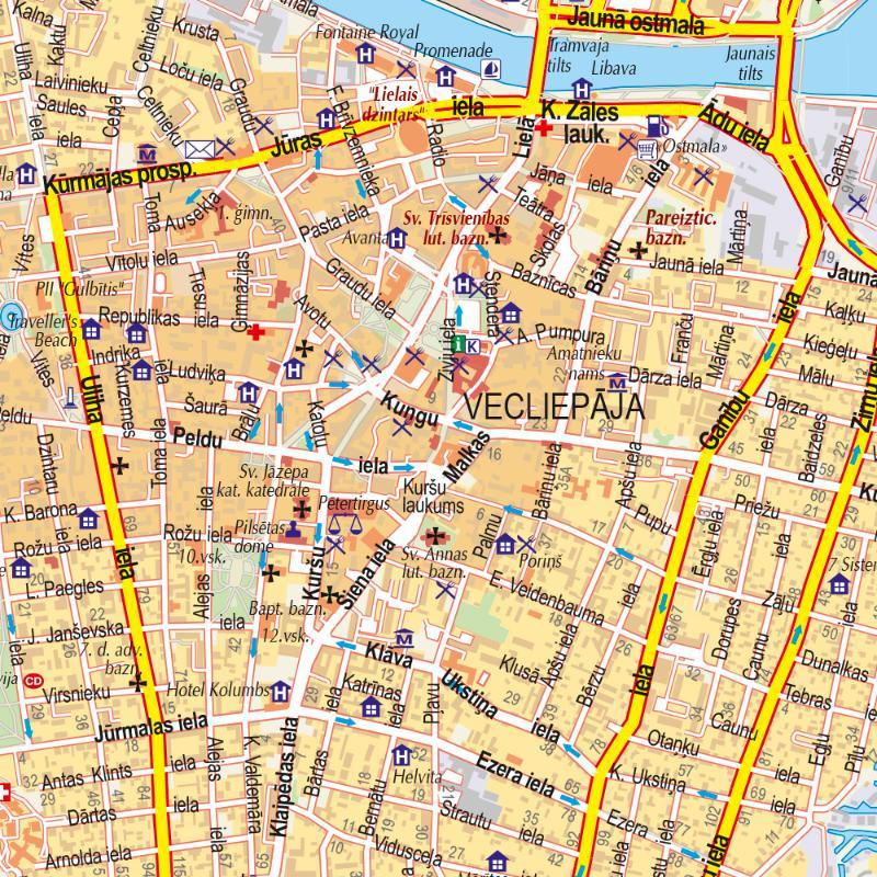 Carte routière - Lettonie Sud-Ouest - Dienvidkurzeme | Jana Seta carte routière Jana Seta