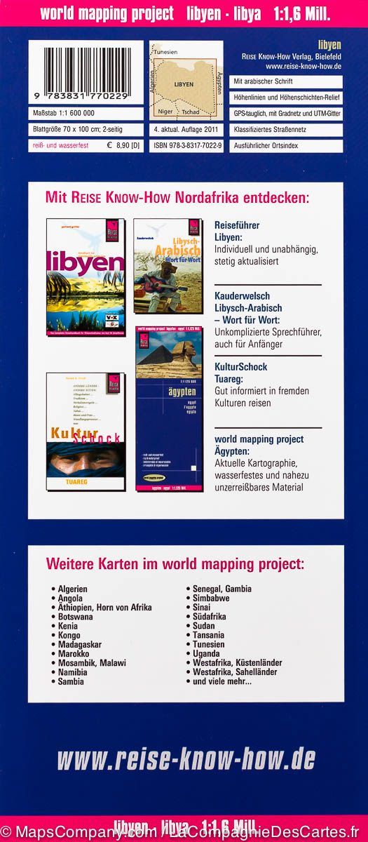 Carte routière de Libye | Reise Know How - La Compagnie des Cartes