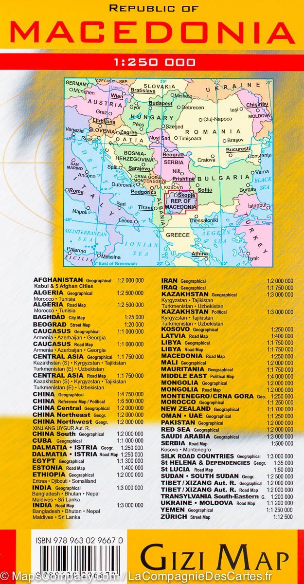 Carte routière &#8211; Macédoine | Gizi Map - La Compagnie des Cartes