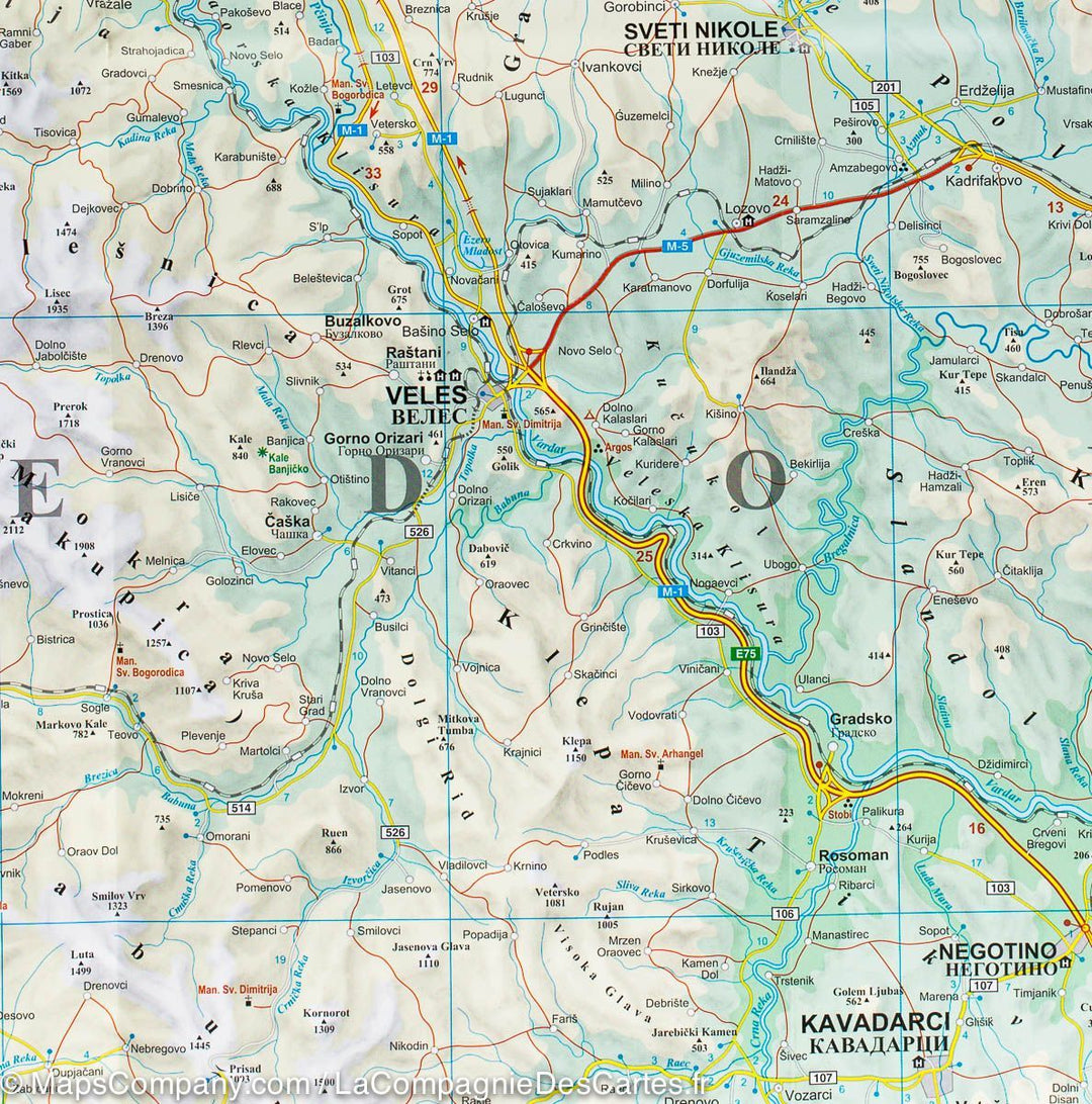 Carte routière &#8211; Macédoine | Gizi Map - La Compagnie des Cartes