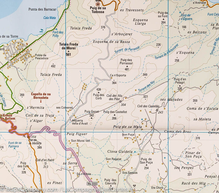 Carte routière de l'est de l'île de Majorque (Baléares) | Reise Know How - La Compagnie des Cartes