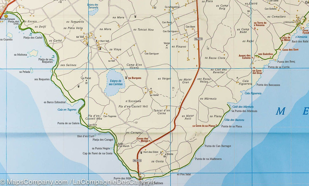 Carte routière de l'est de l'île de Majorque (Baléares) | Reise Know How - La Compagnie des Cartes