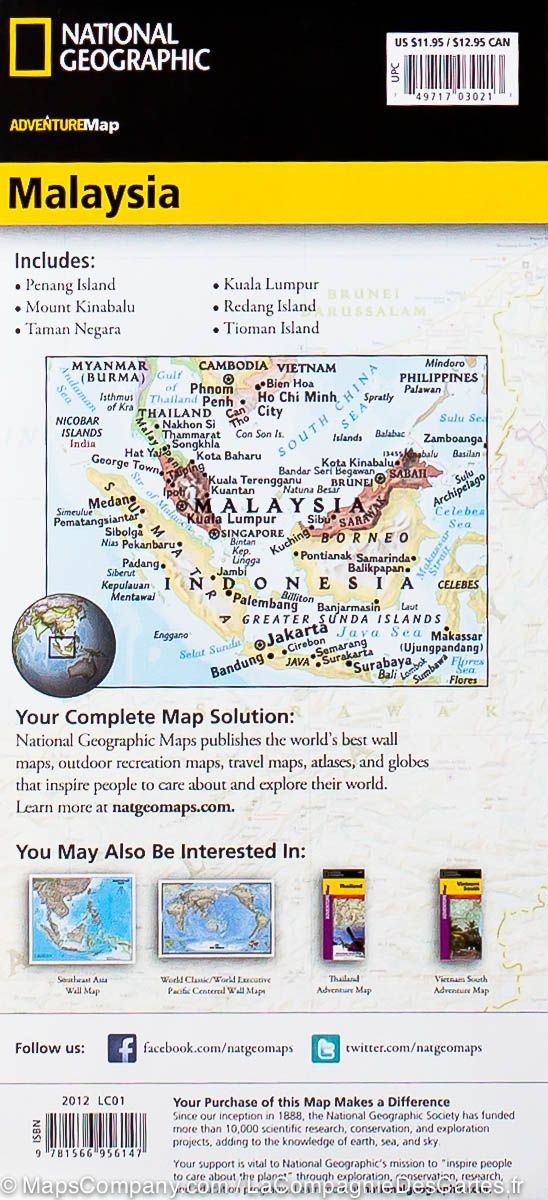 Carte routière - Malaisie | National Geographic carte pliée National Geographic 