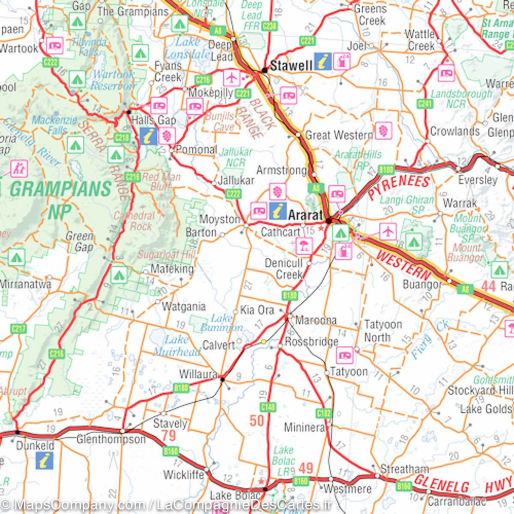 Carte routière de la Région entre Melbourne et Adelaide (Australie) | Hema Maps - La Compagnie des Cartes
