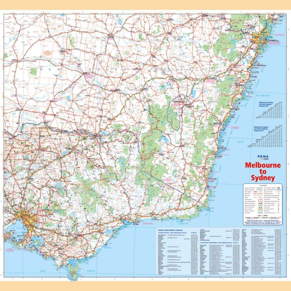 Carte routière - Melbourne à Sydney (Australie) | Hema Maps carte routière Hema Maps