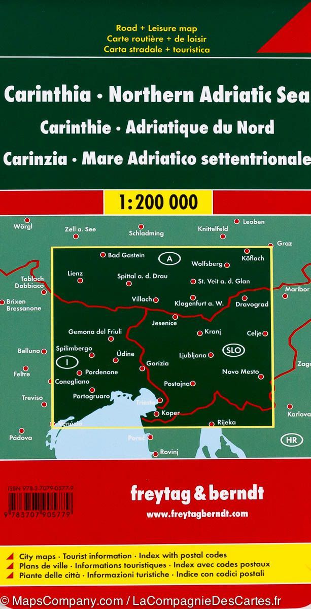 Carte routière - Carinthie & Mer Adriatique Nord (Italie, Autriche, Slovénie) | Freytag & Berndt carte routière Freytag & Berndt