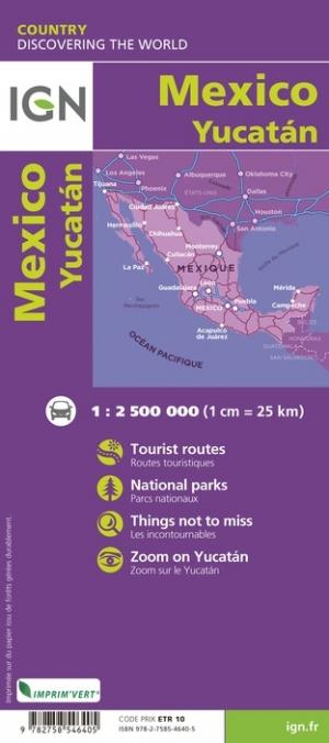 Carte routière - Mexique, incluant le Yucatan | IGN carte routière IGN
