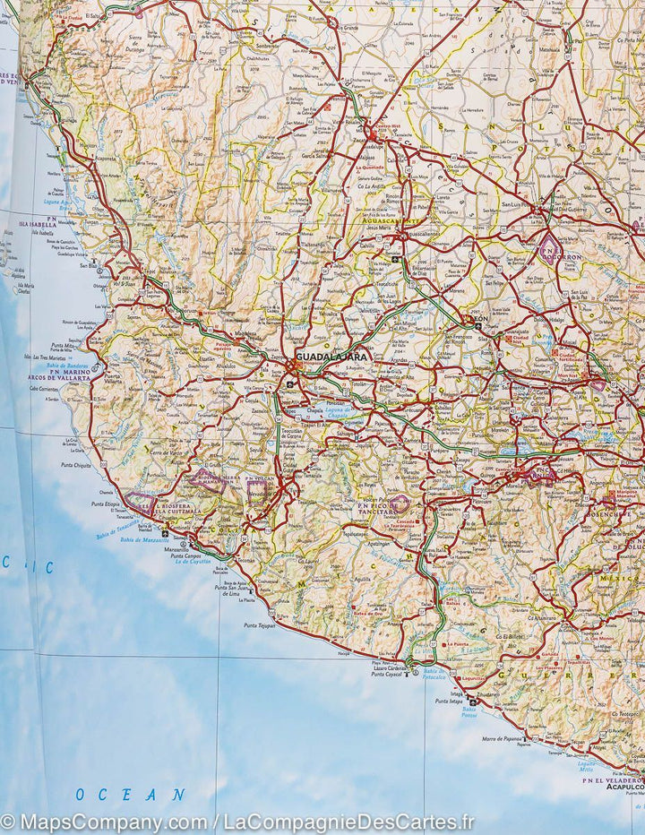Carte routière du Mexique | National Geographic - La Compagnie des Cartes
