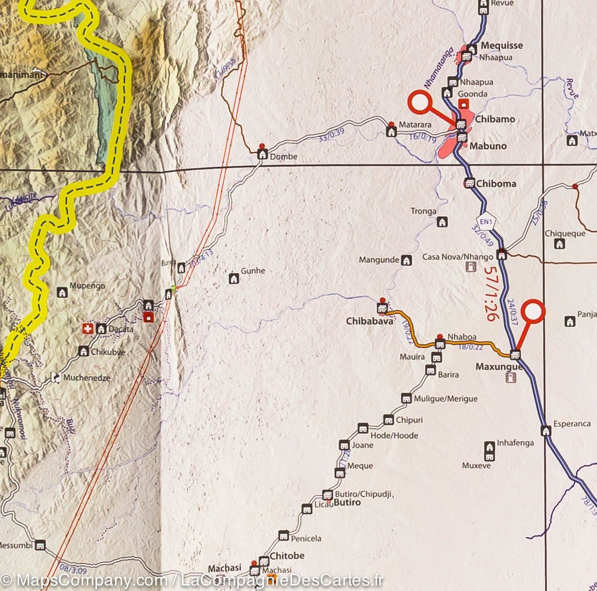 Carte routière - Mozambique et Malawi - Édition 2017 | Tracks4Africa carte routière Tracks4Africa