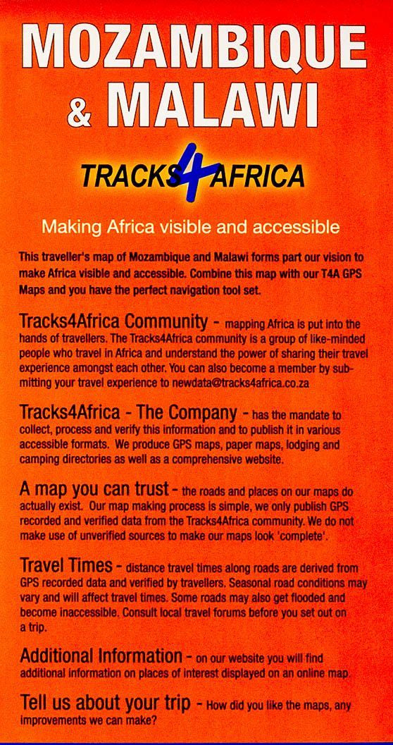 Carte routière - Mozambique et Malawi | Tracks4Africa carte pliée Tracks4Africa 
