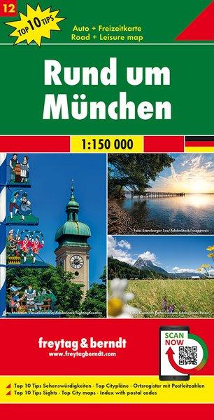 Carte routière - Munich et environs, n° 12 | Freytag & Berndt - 1/150 000 carte pliée Freytag & Berndt 
