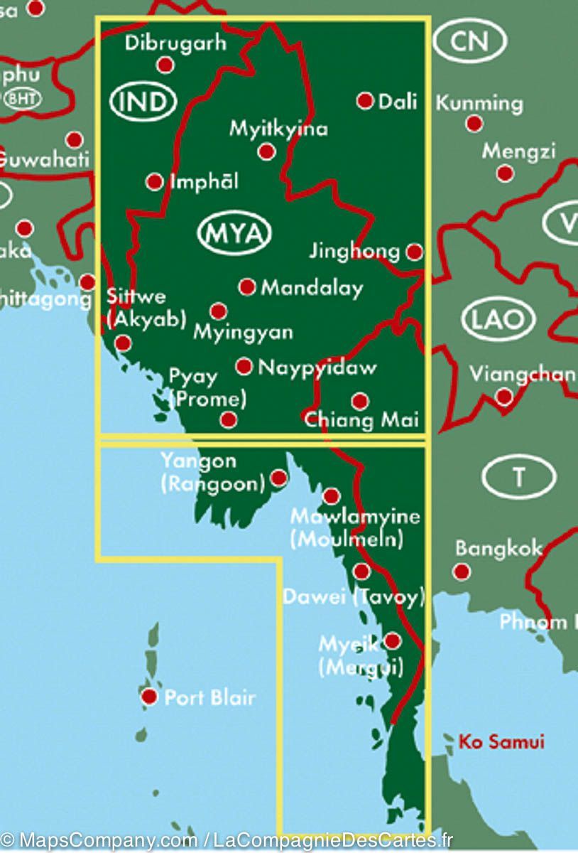 Carte routière - Myanmar (Birmanie) | Freytag & Berndt carte routière Freytag & Berndt