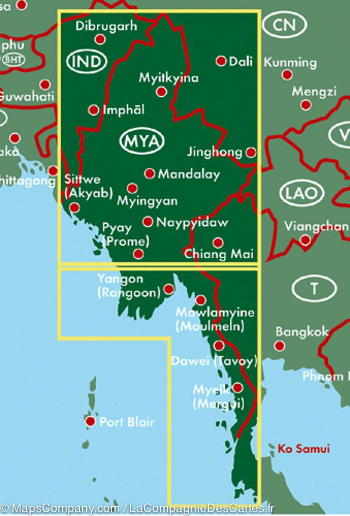 Carte routière - Myanmar (Birmanie) | Freytag & Berndt carte pliée Freytag & Berndt 