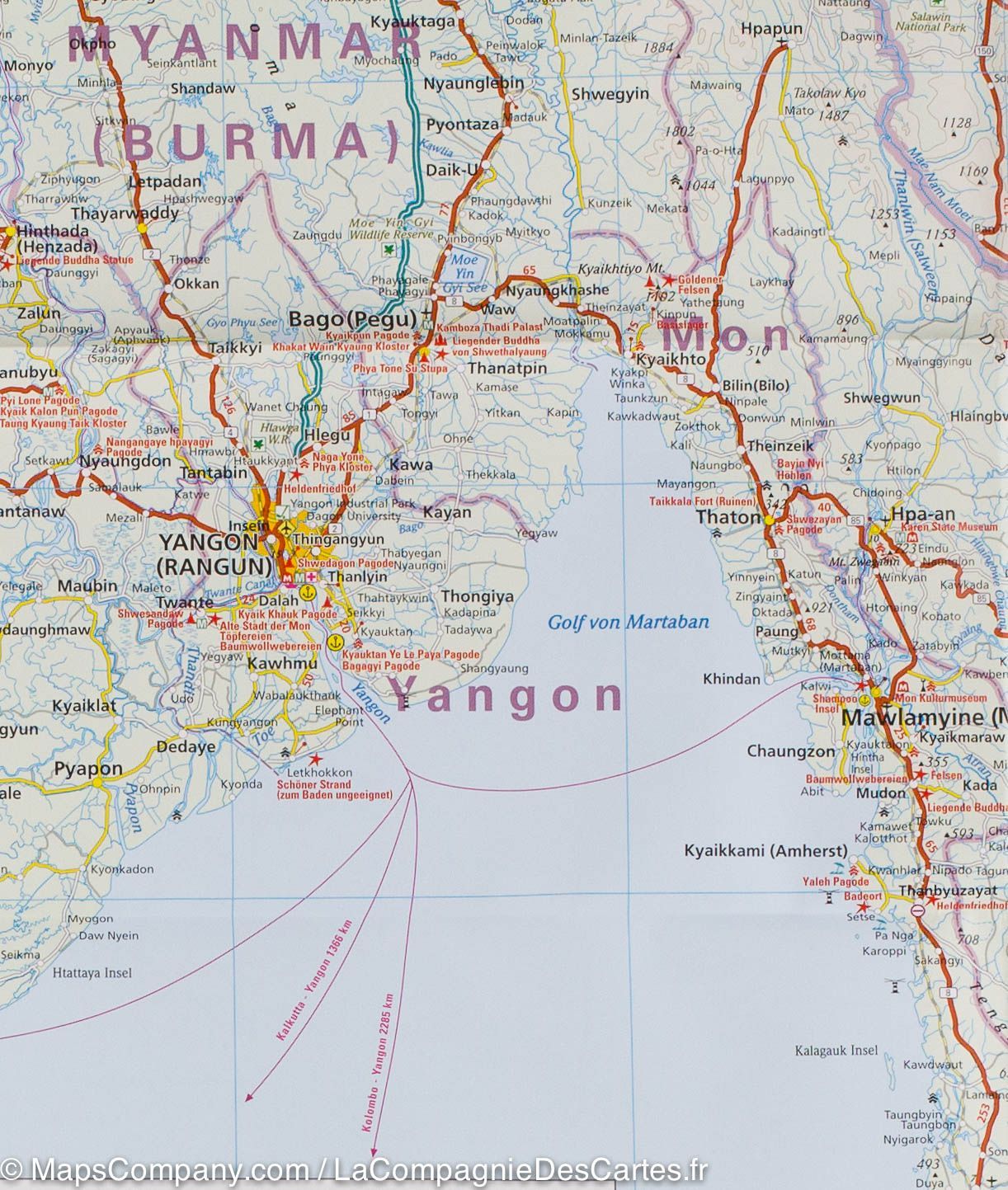 Carte routière - Myanmar (Birmanie) | Reise Know How carte routière Reise Know-How
