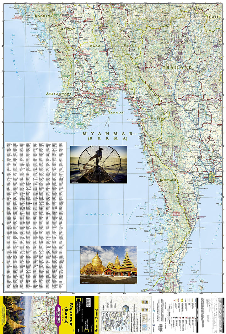 Carte routière - Myanmar | National Geographic carte pliée National Geographic 