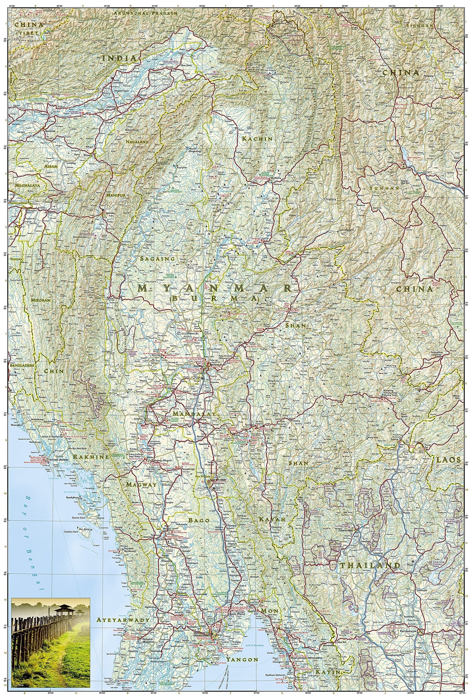 Carte routière - Myanmar | National Geographic carte routière National Geographic
