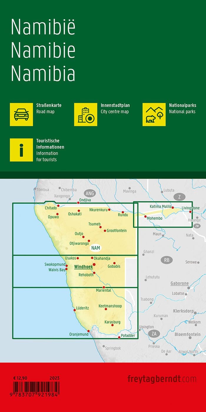 Carte routière - Namibie | Freytag & Berndt carte pliée Freytag & Berndt 