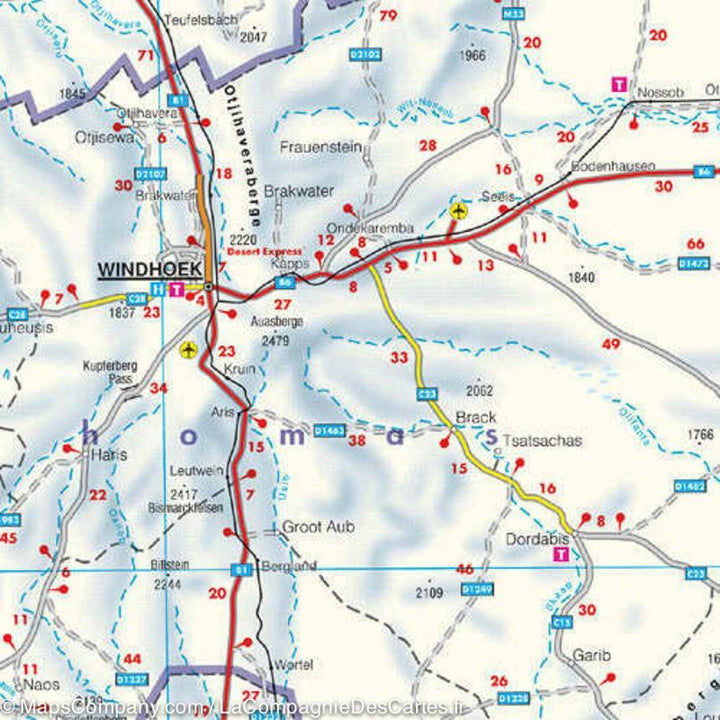 Carte routière - Namibie | Freytag & Berndt carte pliée Freytag & Berndt 