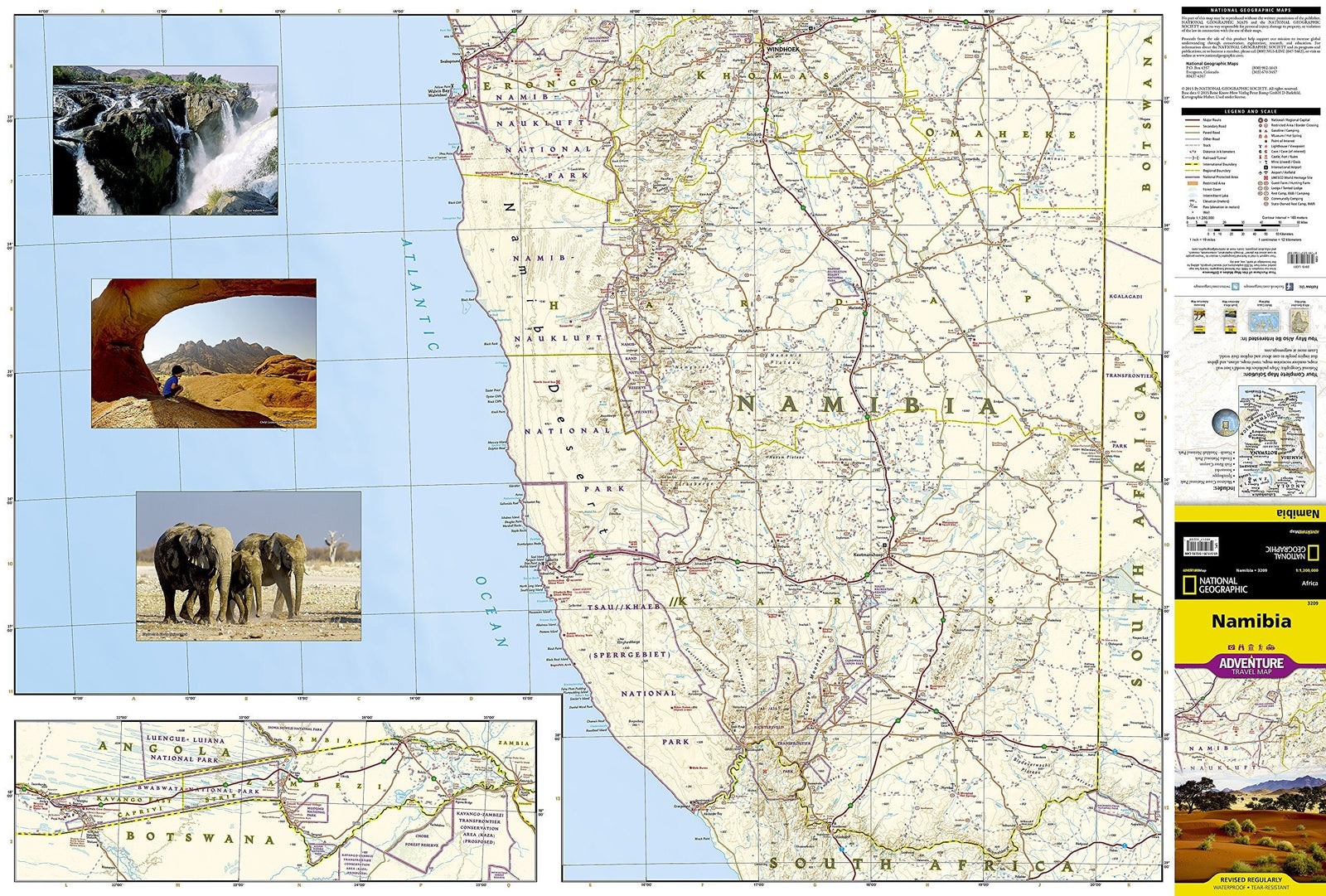 Carte routière - Namibie | National Geographic carte routière National Geographic