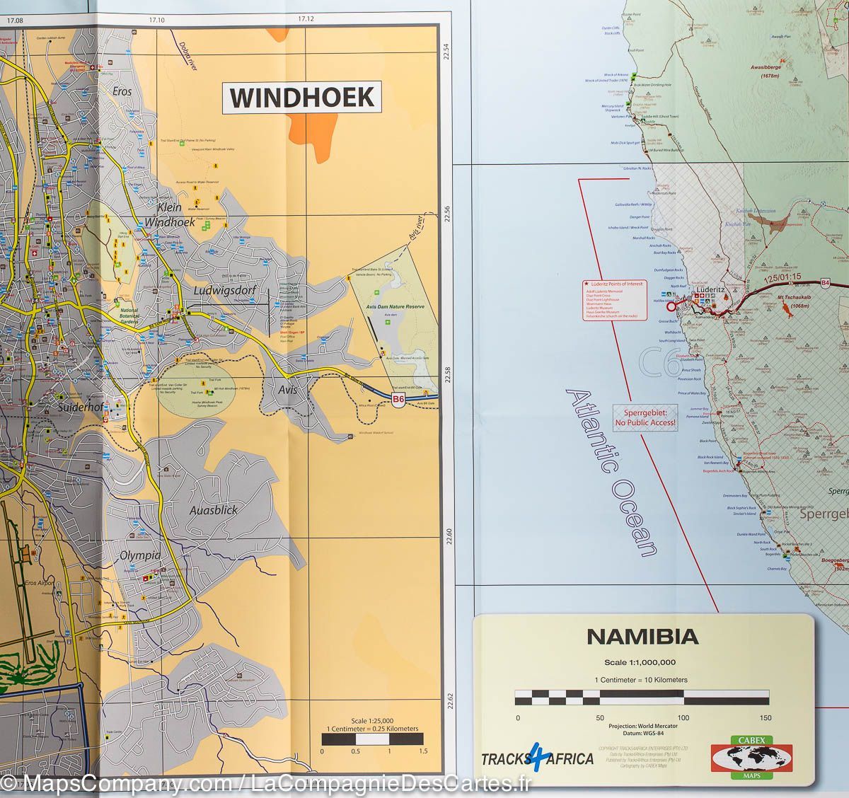 Carte routière - Namibie | Tracks4Africa carte routière Tracks4Africa