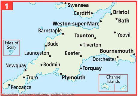Carte routière n° 1 - Angleterre Ouest & Sud du Pays de Galles | AA Publishing carte pliée AA Publishing 