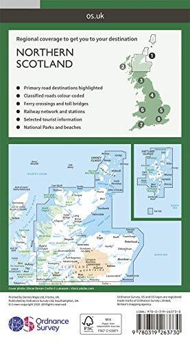 Carte routière n° 1 - Ecosse - Orkney & Shetland | Ordnance Survey - Road carte routière Ordnance Survey
