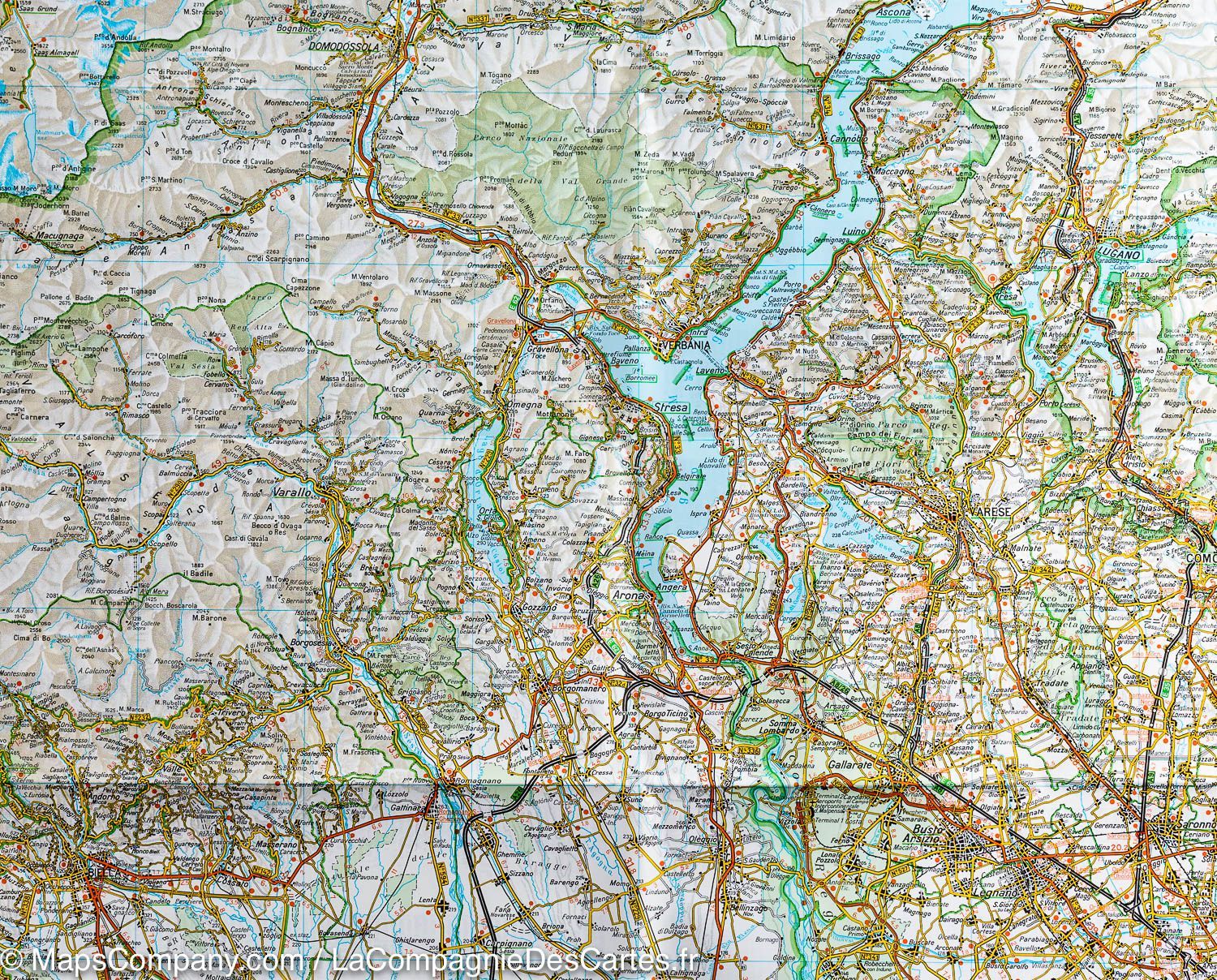 Carte routière n° 1 - Piémont & Vallée d'Aoste (Italie) | Touring Club Italiano-1/200 000 carte routière Touring Club Italiano