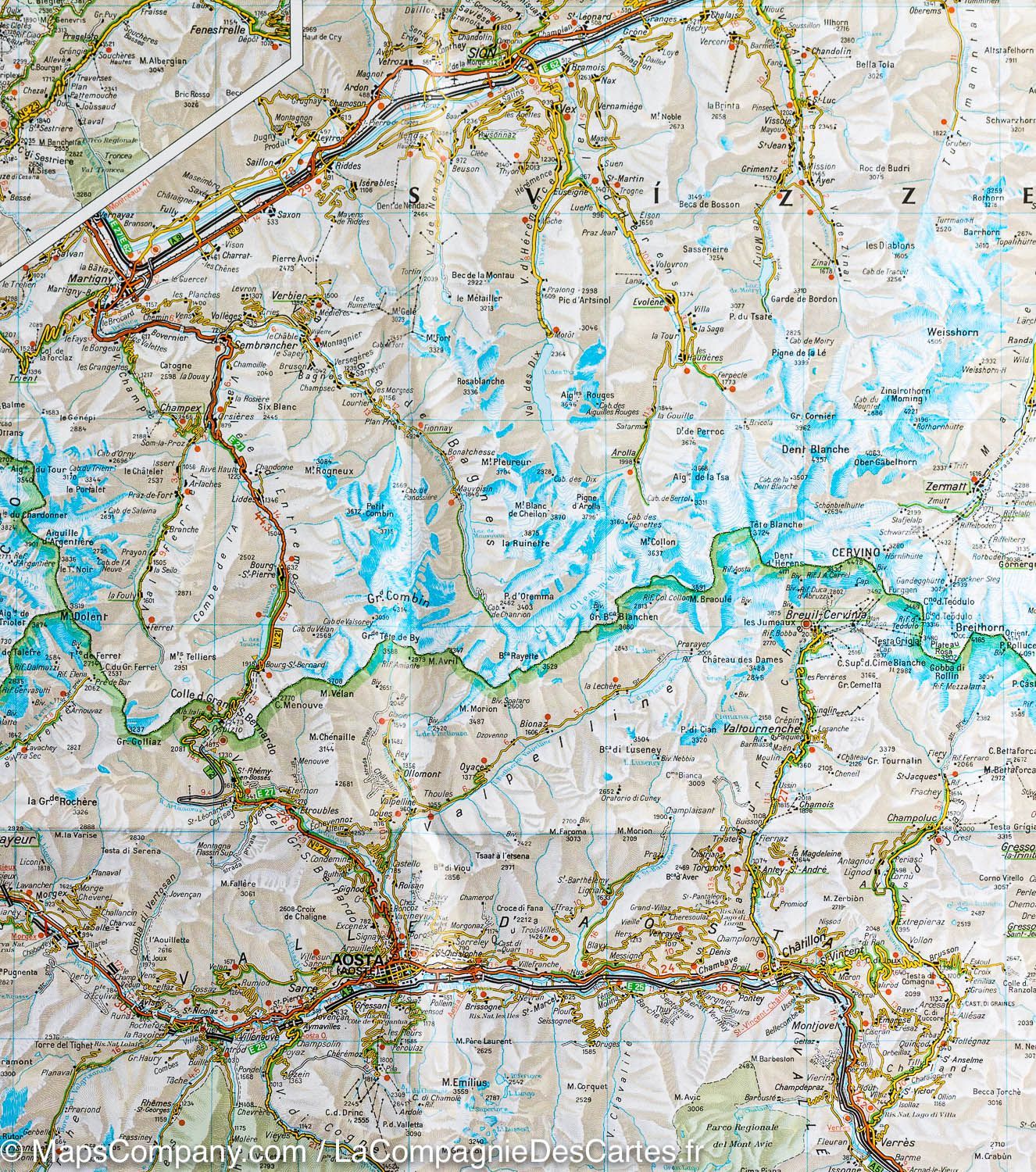 Carte routière n° 1 - Piémont & Vallée d'Aoste (Italie) | Touring Club Italiano-1/200 000 carte routière Touring Club Italiano